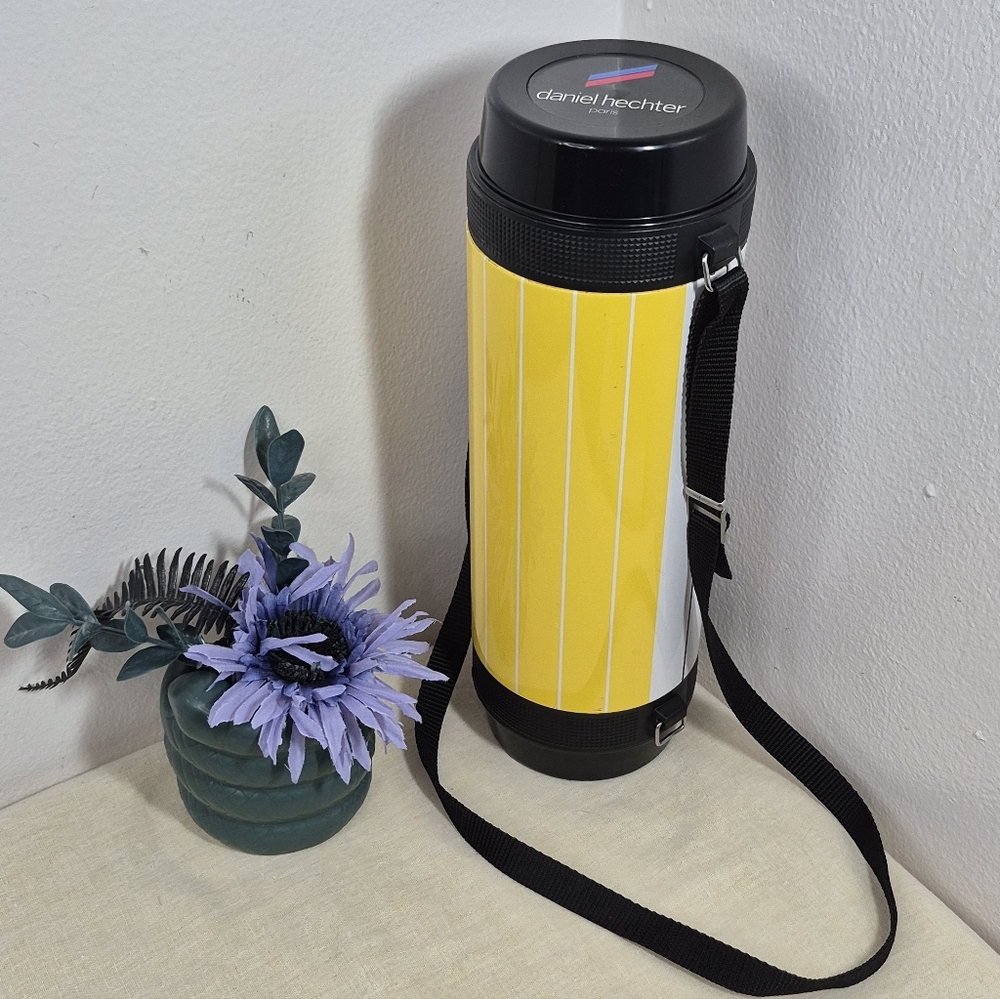 Vintage Daniel Hechter Paris Metal & Plastic Thermos/Carafe w/Carry Strap